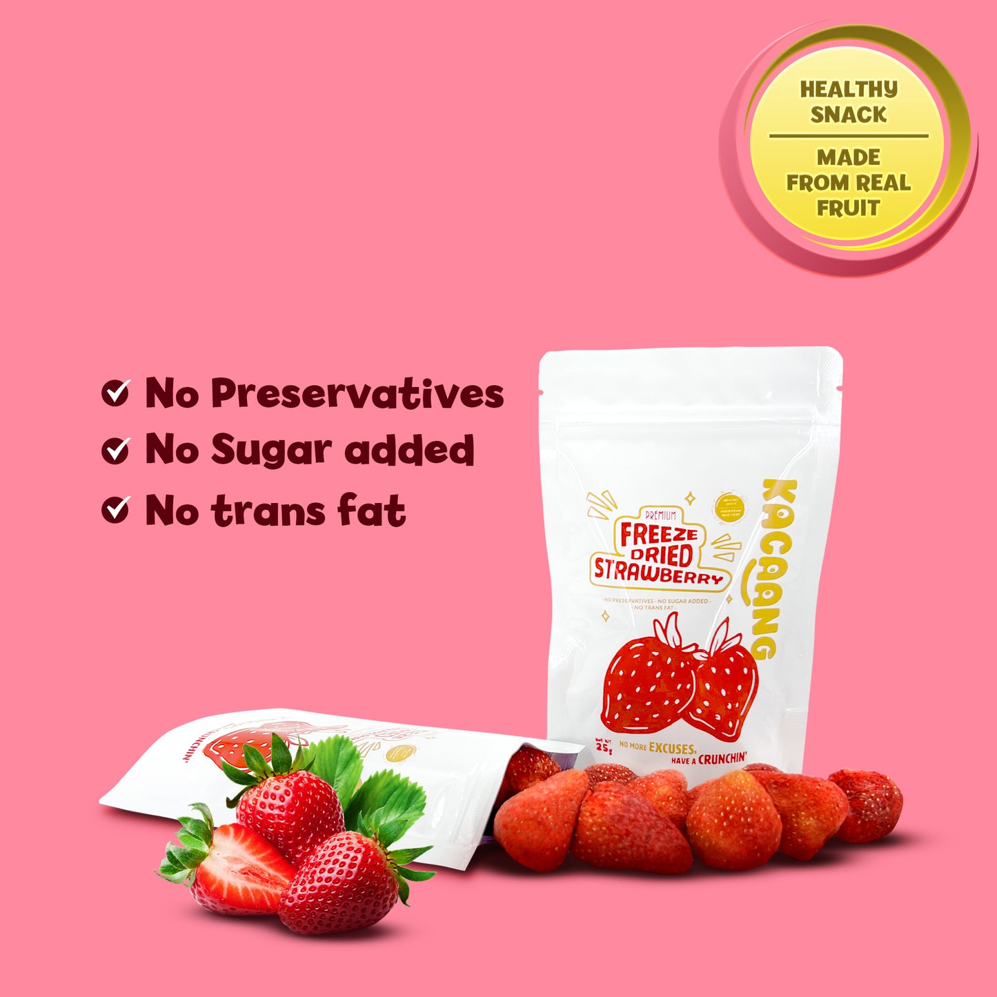 Freeze Dried  Strawberry Freeze Dried Fruit Healthy Snacks 25G